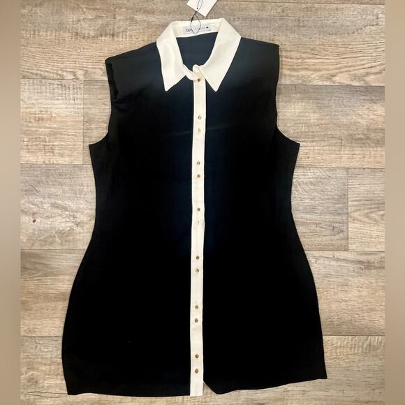 ZARA Blogger Favorite Contrast Lapel Mini Dress NWT – Black & White, Size M & L - Picture 15 of 16
